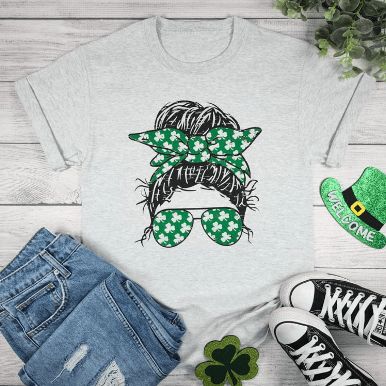 Envy Stylz Boutique Women - Apparel - Shirts - T-Shirts Messy Bun St. Patrick's Day Graphic Tee