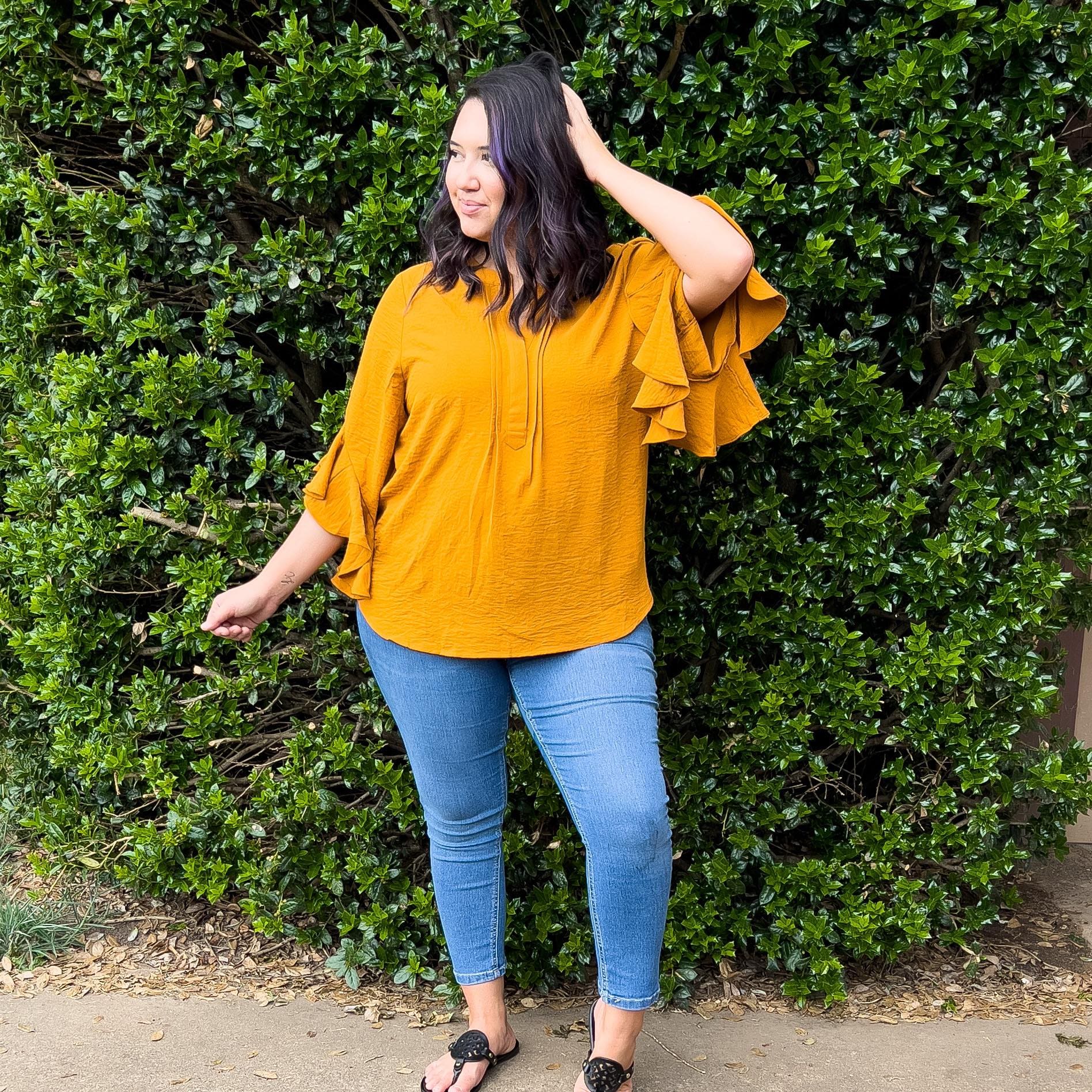Envy Stylz Boutique Women - Apparel - Shirts - T-Shirts Mustard Bell Sleeve Top