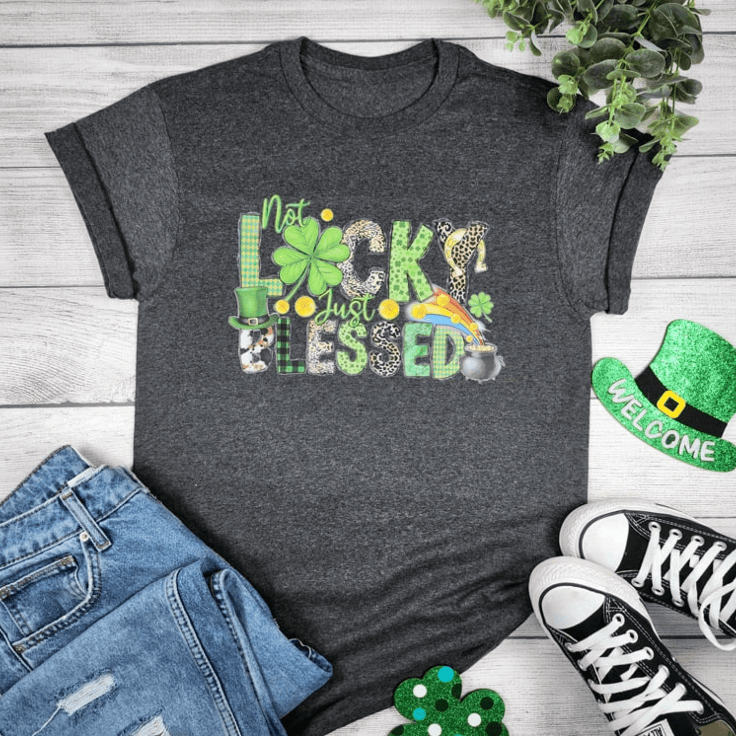 Envy Stylz Boutique Women - Apparel - Shirts - T-Shirts Not Lucky Just Blessed Graphic Tee