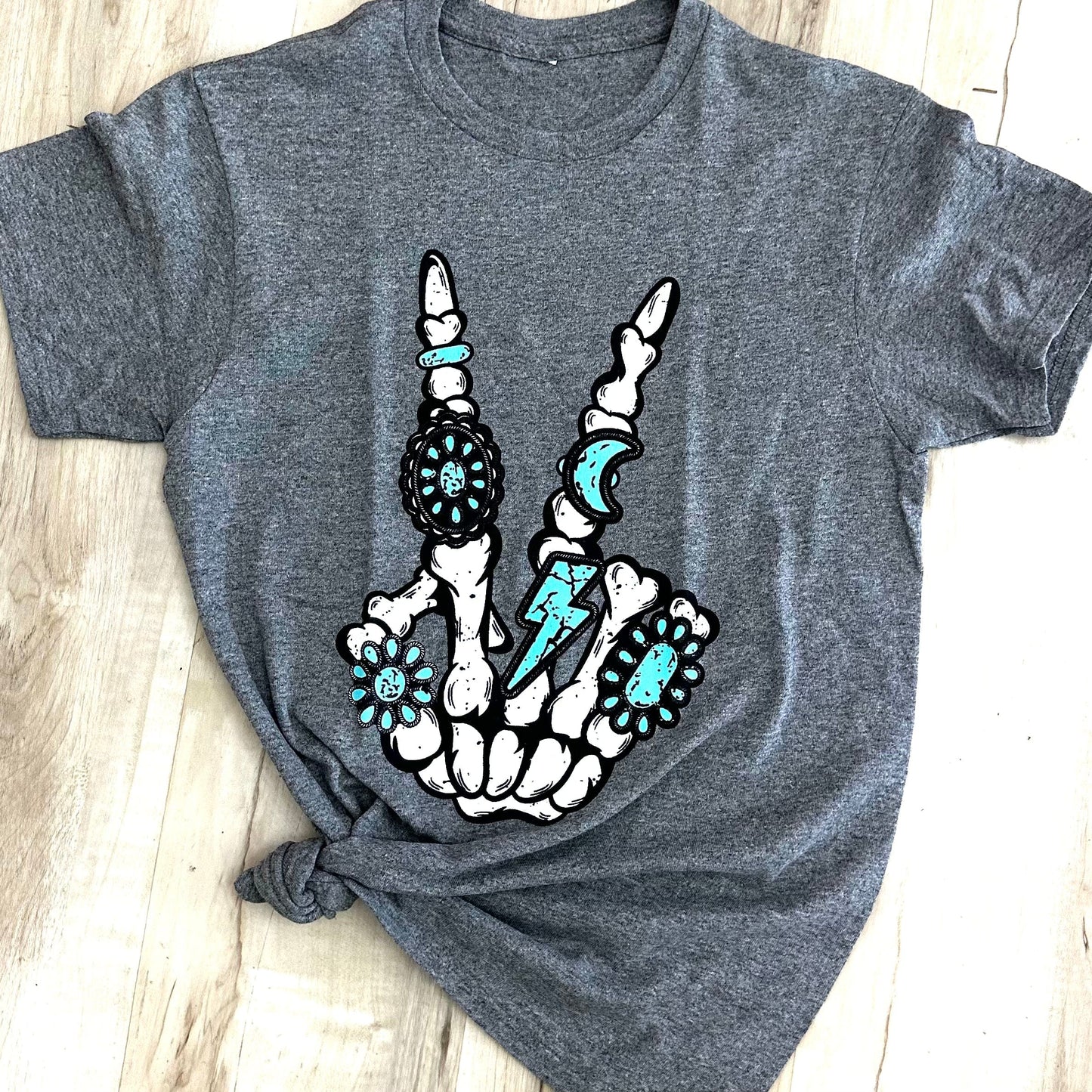 Envy Stylz Boutique Women - Apparel - Shirts - T-Shirts Skelton Rings Peace Sign Graphic Tee