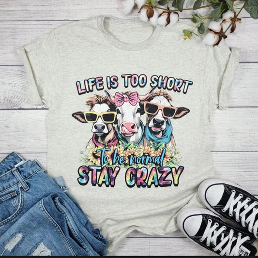 Envy Stylz Boutique Women - Apparel - Shirts - T-Shirts Stay Crazy TieDye Cows Graphic Tee