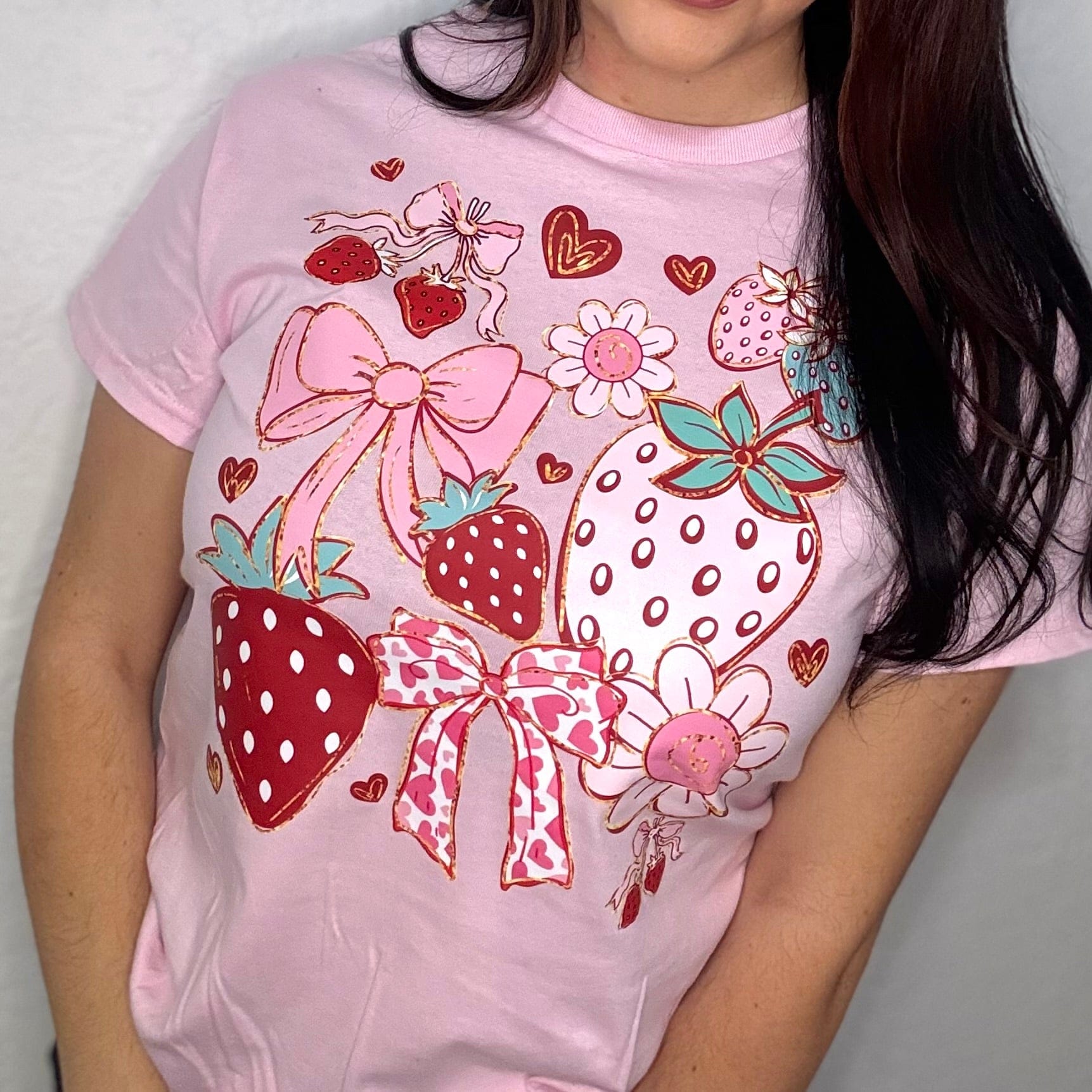 Envy Stylz Boutique Women - Apparel - Shirts - T-Shirts Strawberries And Bows Graphic Tee