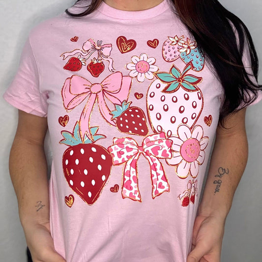 Envy Stylz Boutique Women - Apparel - Shirts - T-Shirts Strawberries And Bows Graphic Tee