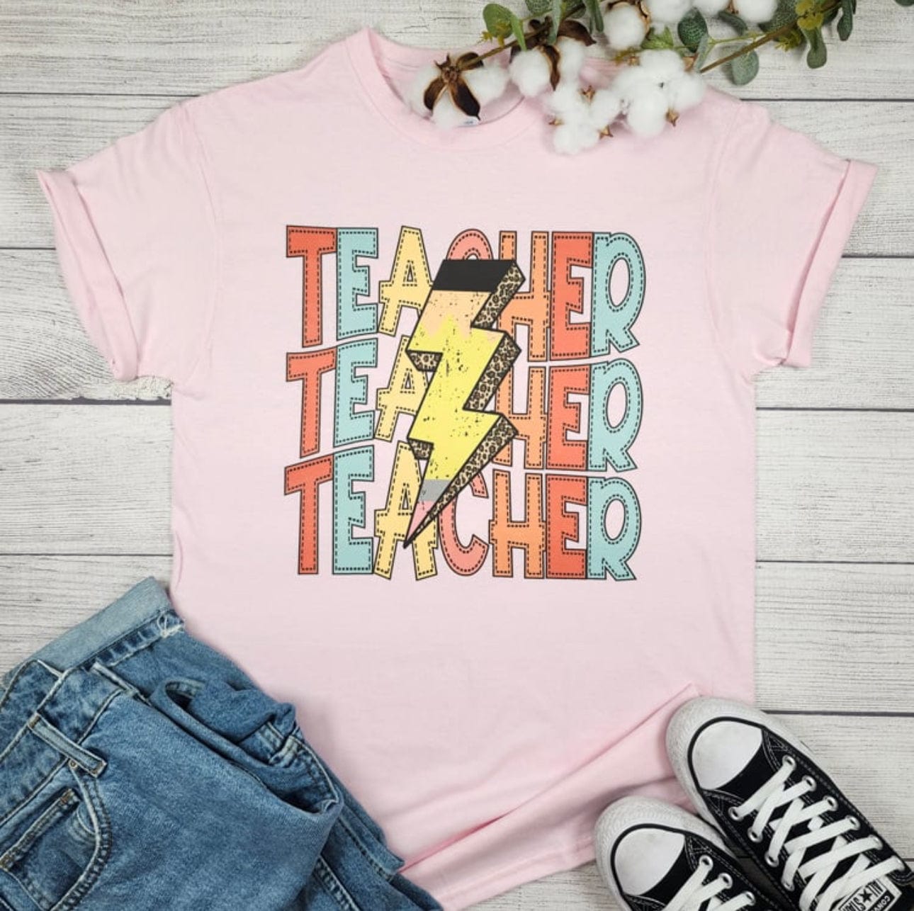 Envy Stylz Boutique Women - Apparel - Shirts - T-Shirts Teacher Lightning Pencil Graphic Tee