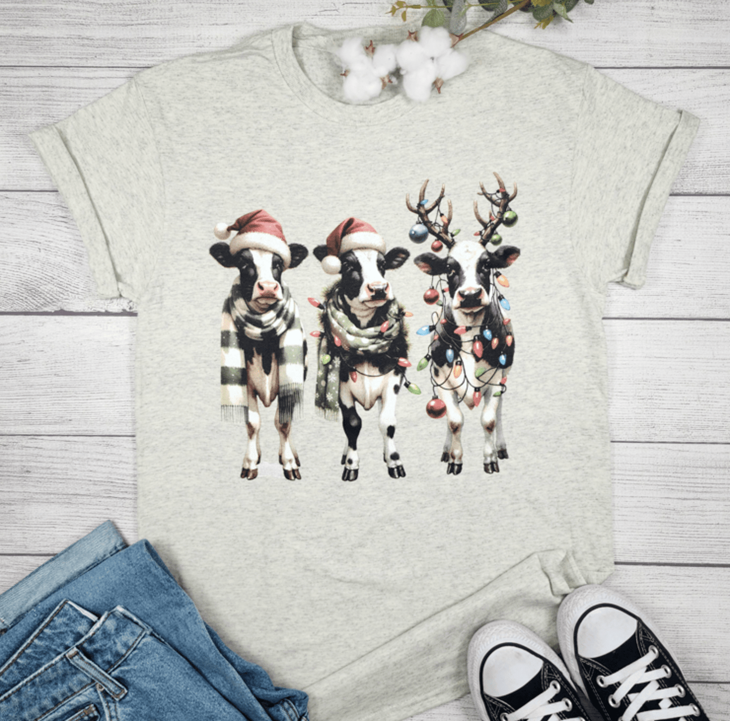 Envy Stylz Boutique Women - Apparel - Shirts - T-Shirts THREE COWS CHRISTMAS LIGHTS Graphic T-shirt