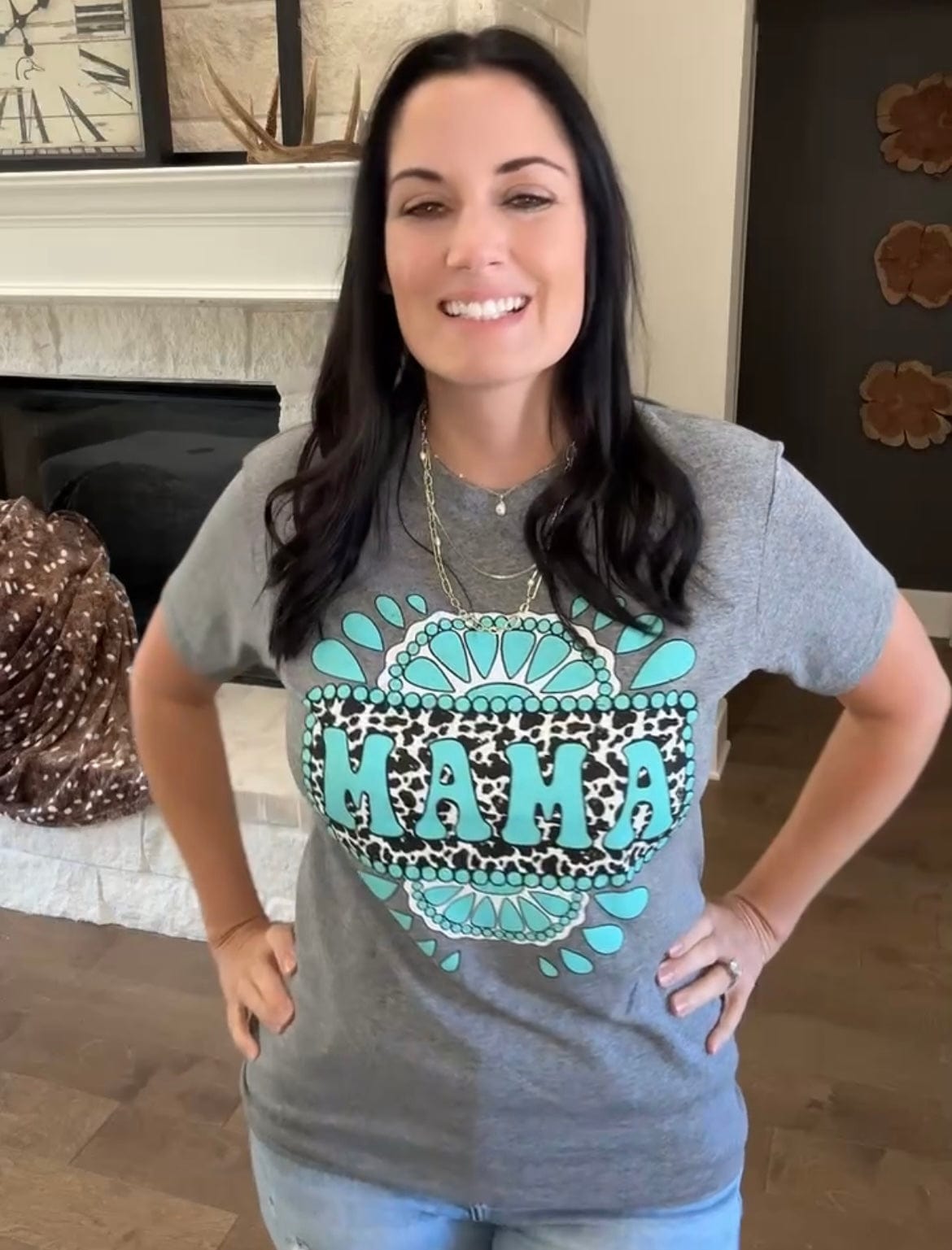 Envy Stylz Boutique Women - Apparel - Shirts - T-Shirts Turquoise Mama Gemstone Graphic Tee