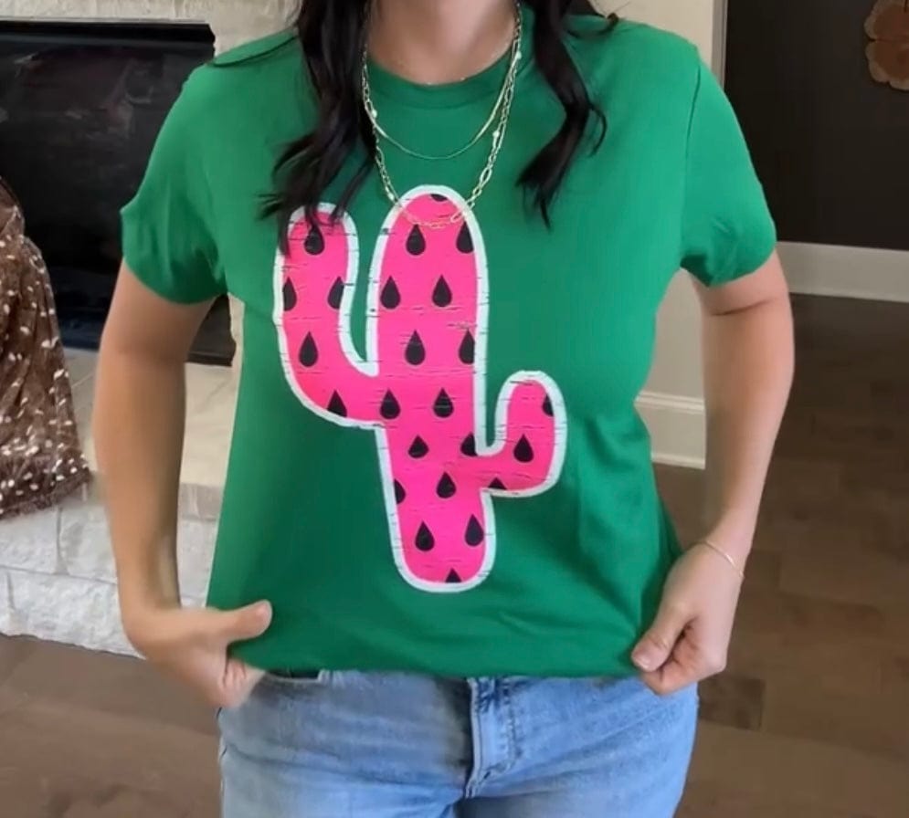 Envy Stylz Boutique Women - Apparel - Shirts - T-Shirts Watermelon Cactus Graphic Tee