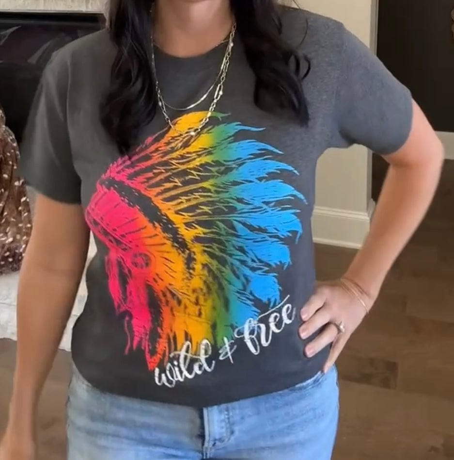 Envy Stylz Boutique Women - Apparel - Shirts - T-Shirts Wild & Free Colorful Graphic Tee