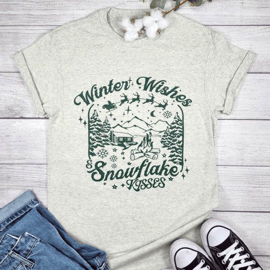 Envy Stylz Boutique Women - Apparel - Shirts - T-Shirts WINTER WISHES & SNOWFLAKE KISSES Graphic T-shirt