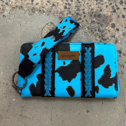 Envy Stylz Boutique Blue Wrangler Cow Print Bi-Fold Wallet