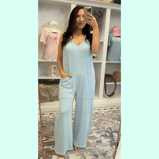 Envy Stylz Wholesale Women - Apparel - Shirts - Jumpsuit Simply Southern Ice Blue Jumpsuit