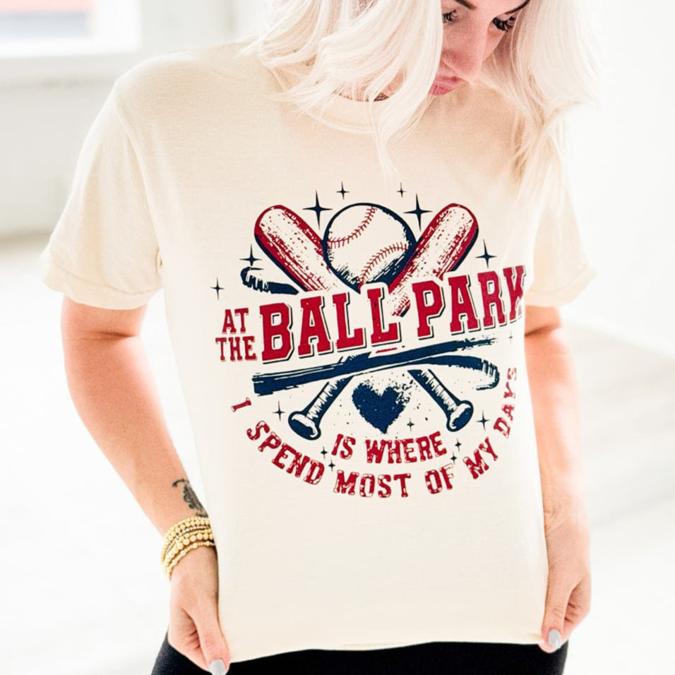 Envy Stylz Wholesale Women - Apparel - Shirts - T-Shirts At The Ballpark Is Where I Spend Most Of My Days Graphic Tee