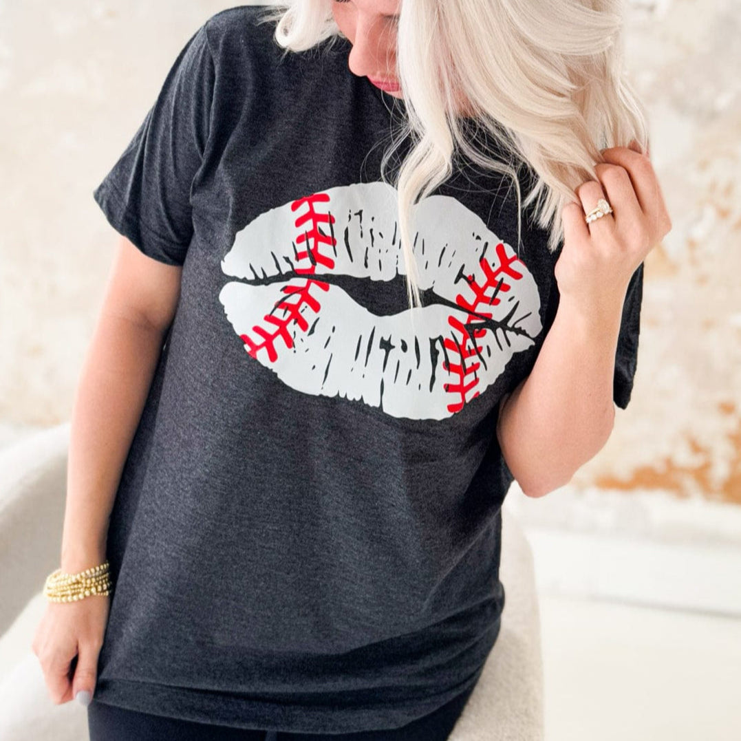 Envy Stylz Wholesale Women - Apparel - Shirts - T-Shirts Baseball Lips Graphic Tee