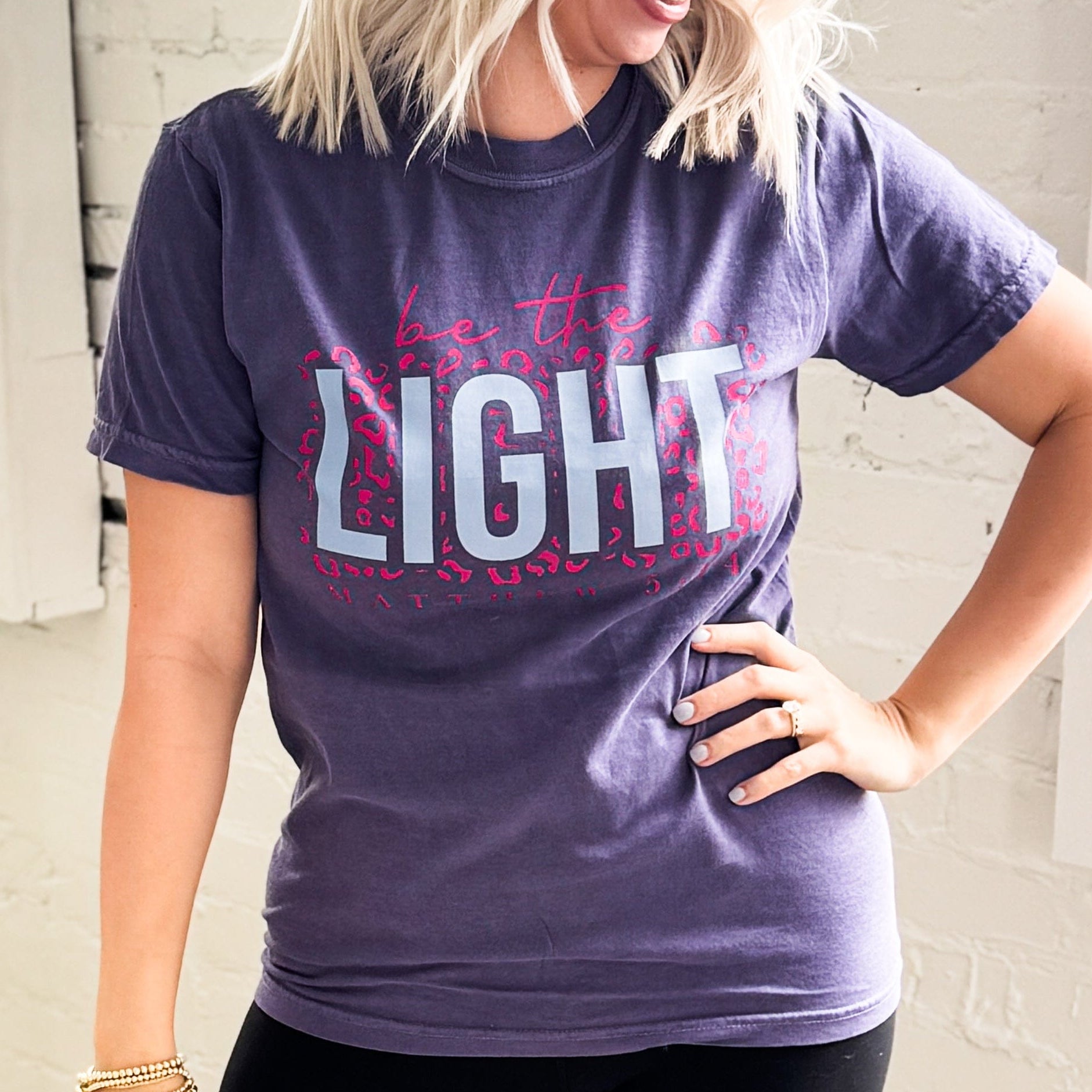 Envy Stylz Wholesale Women - Apparel - Shirts - T-Shirts Be The Light Leopard Graphic Tee