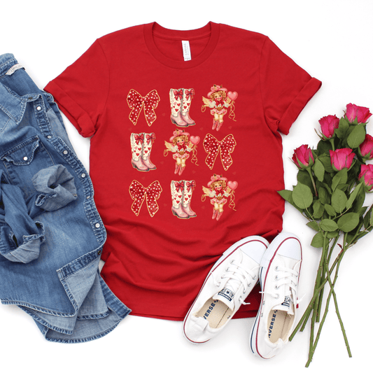 Envy Stylz Wholesale Women - Apparel - Shirts - T-Shirts Boots, Bows, & Cupid Graphic Tee