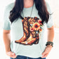 Envy Stylz Wholesale Women - Apparel - Shirts - T-Shirts Boots with Sunflowers Graphic Tee