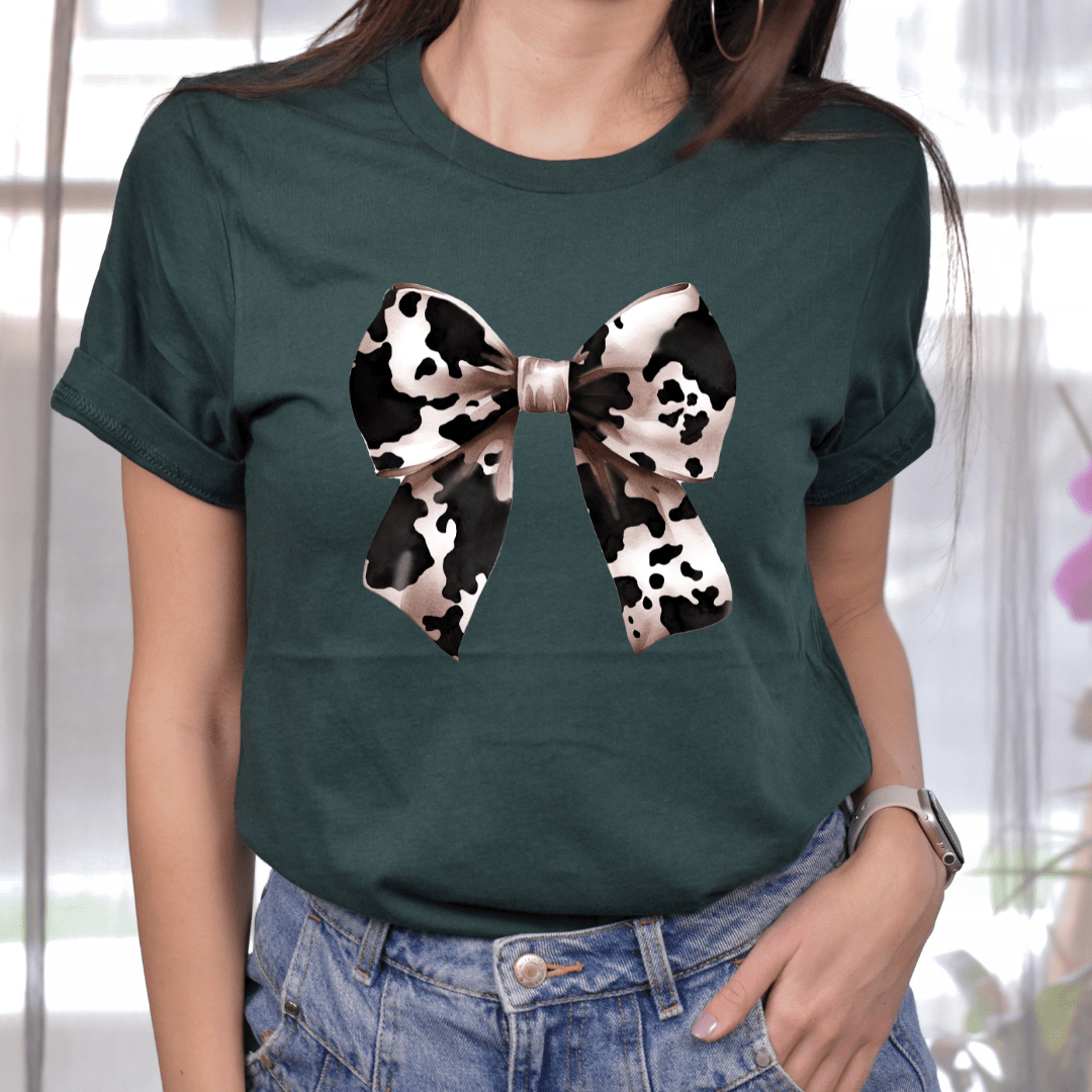 Envy Stylz Wholesale Women - Apparel - Shirts - T-Shirts Cow Print Bow Graphic Tee