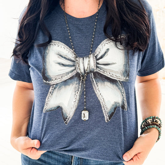 Envy Stylz Wholesale Women - Apparel - Shirts - T-Shirts Denim Bow Graphic Tee