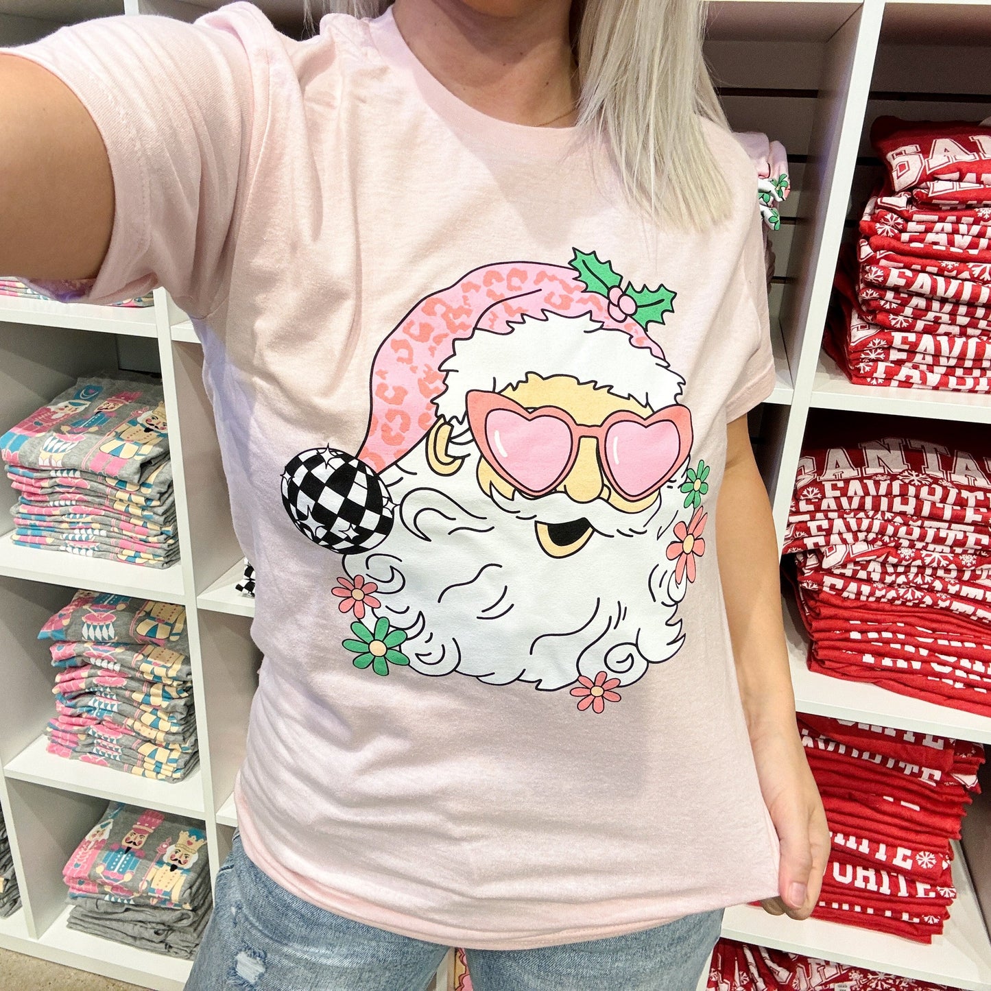 Envy Stylz Wholesale Women - Apparel - Shirts - T-Shirts Disco Santa Graphic Tee