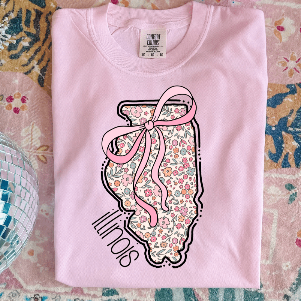 Envy Stylz Wholesale Women - Apparel - Shirts - T-Shirts Floral IL State Graphic Tee