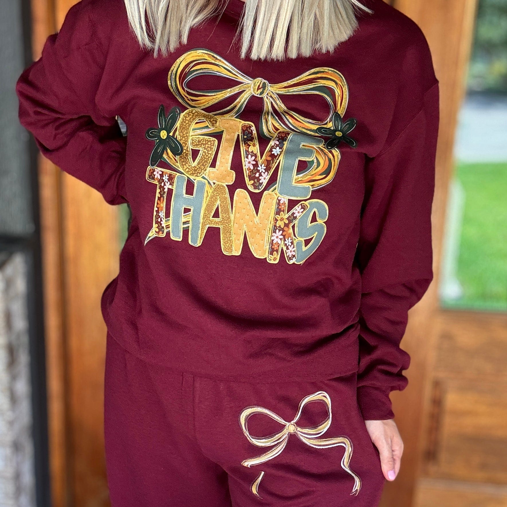 Envy Stylz Wholesale Women - Apparel - Shirts - T-Shirts Give Thanks Bow Sweat Set