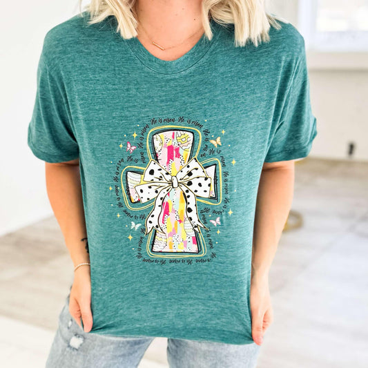 Envy Stylz Wholesale Women - Apparel - Shirts - T-Shirts He Is Risen Cross Easter Egg Graphic Tee