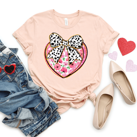 Envy Stylz Wholesale Women - Apparel - Shirts - T-Shirts Heart With Spotted Bow Graphic Tee