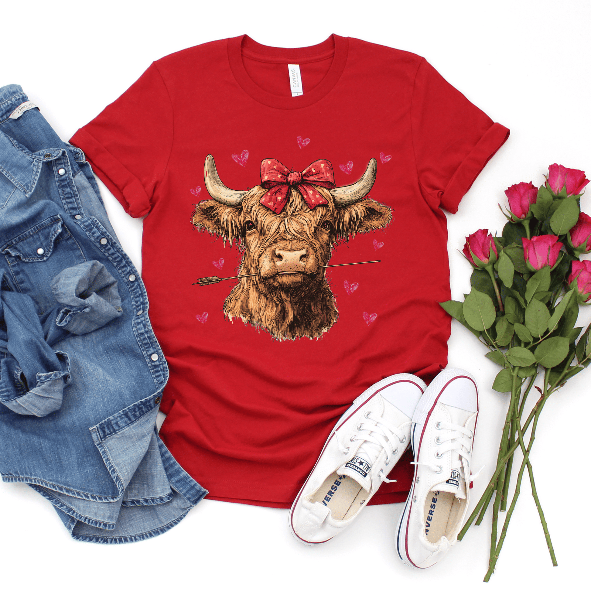 Envy Stylz Wholesale Women - Apparel - Shirts - T-Shirts Highland Cow With Bow Graphic Tee