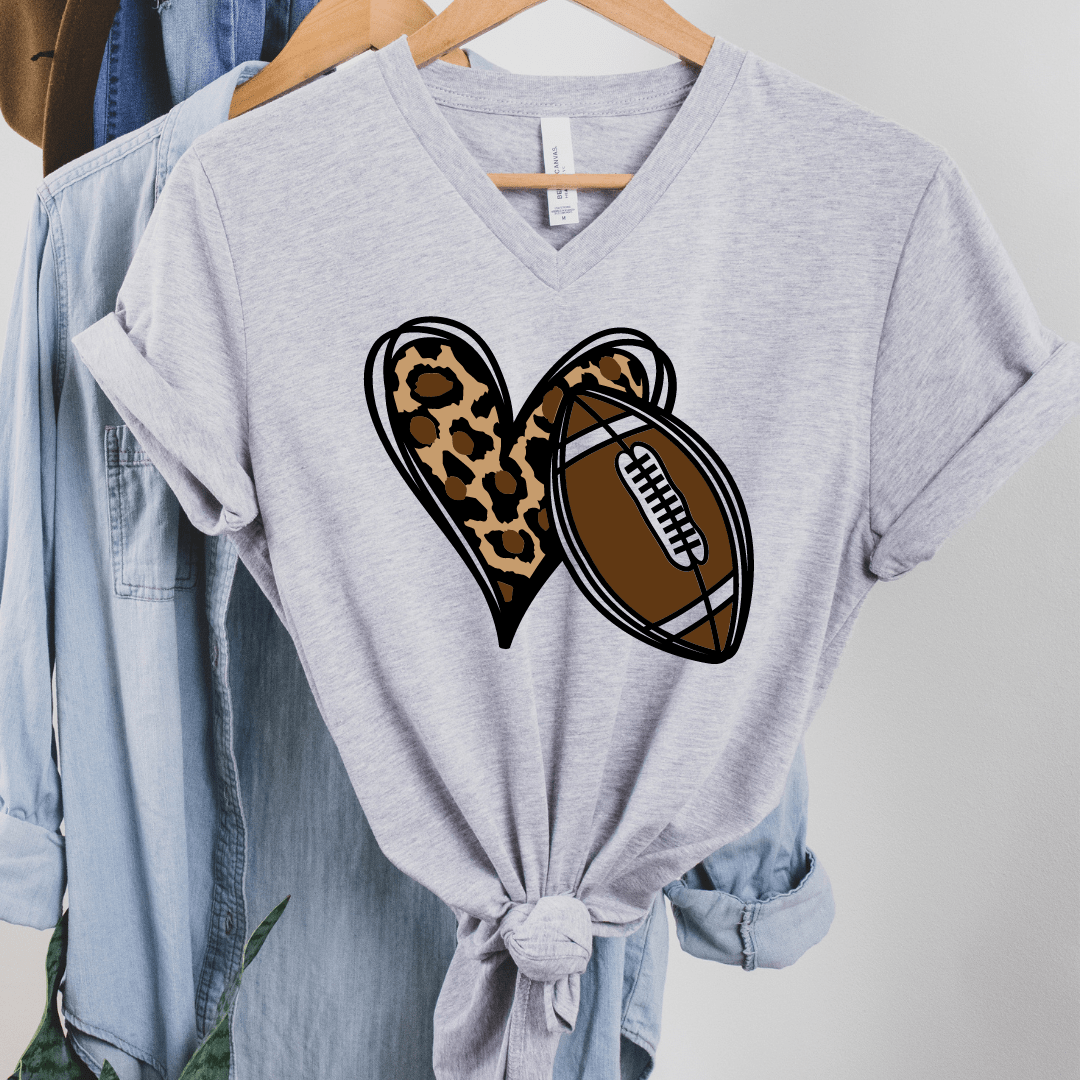 Envy Stylz Wholesale Women - Apparel - Shirts - T-Shirts Leopard Football Heart Soft Graphic Tee