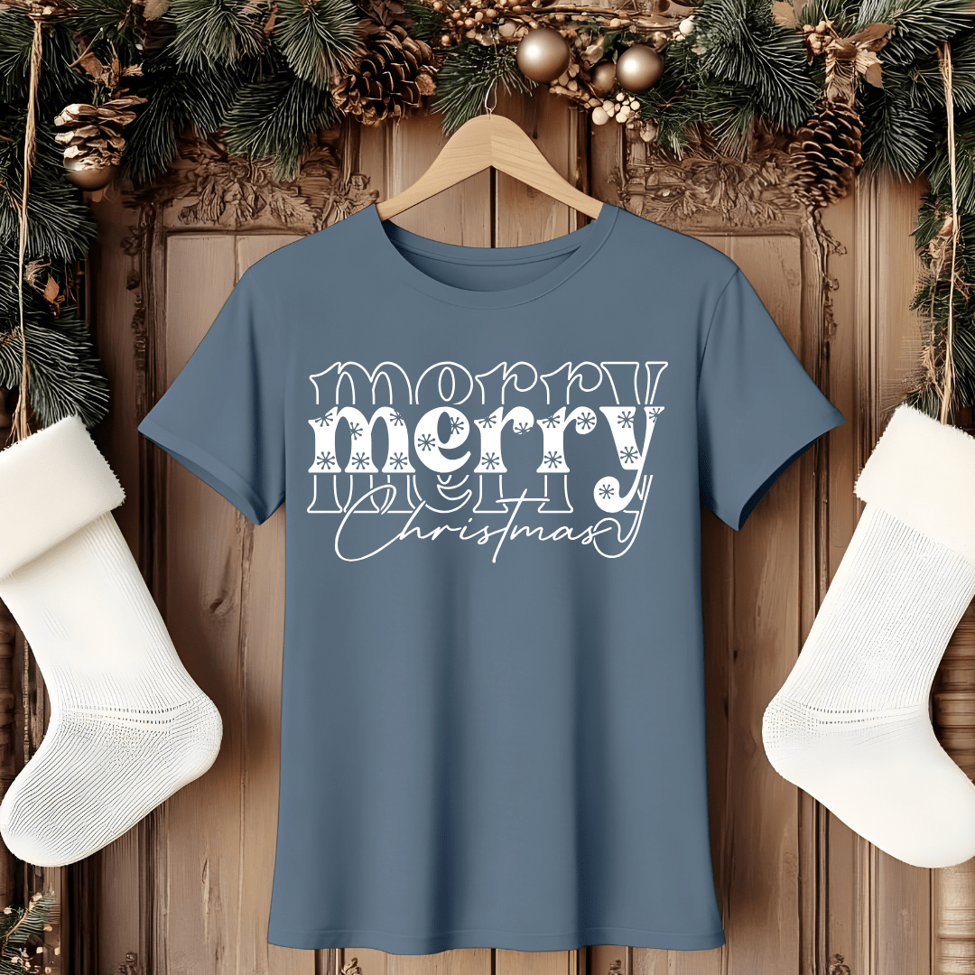 Envy Stylz Wholesale Women - Apparel - Shirts - T-Shirts Merry Merry Merry Christmas Graphic Tee