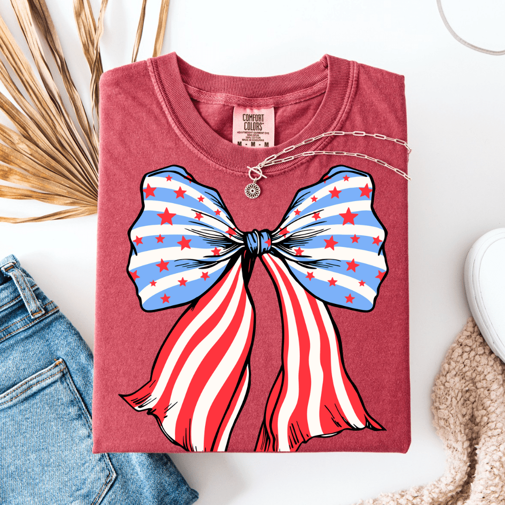 Envy Stylz Wholesale Women - Apparel - Shirts - T-Shirts Patriotic Bow Graphic Tee