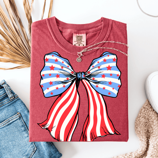 Envy Stylz Wholesale Women - Apparel - Shirts - T-Shirts Patriotic Bow Graphic Tee