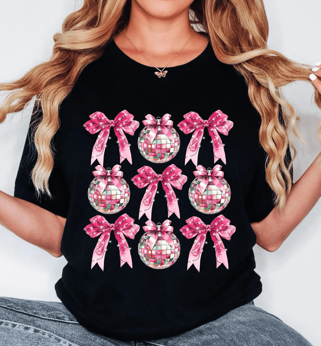 Envy Stylz Wholesale Women - Apparel - Shirts - T-Shirts Sparkle Disco & Bows Graphic Tee