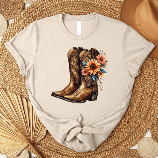 Envy Stylz Wholesale Women - Apparel - Shirts - T-Shirts Sunflower Boots Graphic Tee