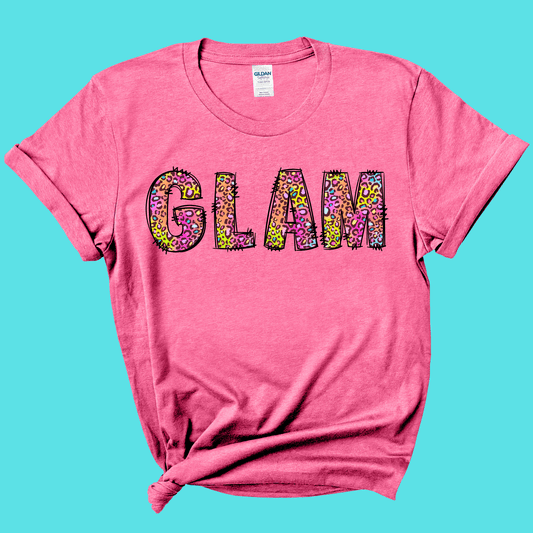 FestiviTees Apparel & Accessories > Clothing > Shirts & Tops Glam Rainbow Leopard Graphic Tee