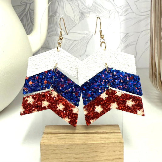 FestiviTees Women - Accessories - Earrings Red, White & Blue Star Glitter Earrings