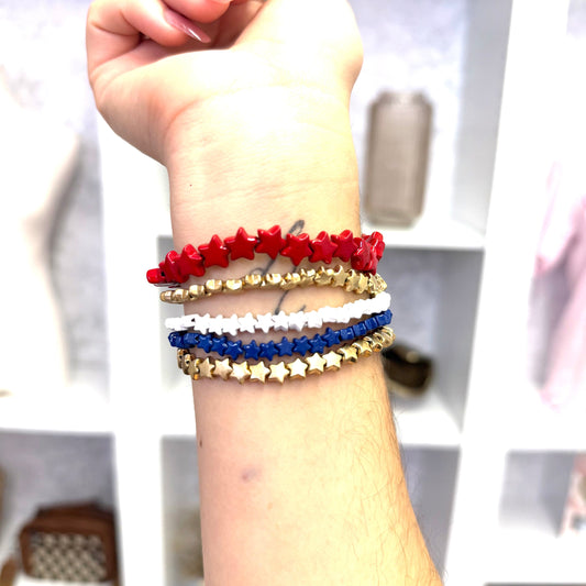 FestiviTees Women - Accessories - Earrings Star Patriotic Bracelets with Gold