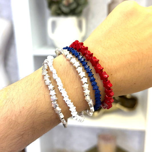 FestiviTees Women - Accessories - Earrings Star Patriotic Bracelets with Silver