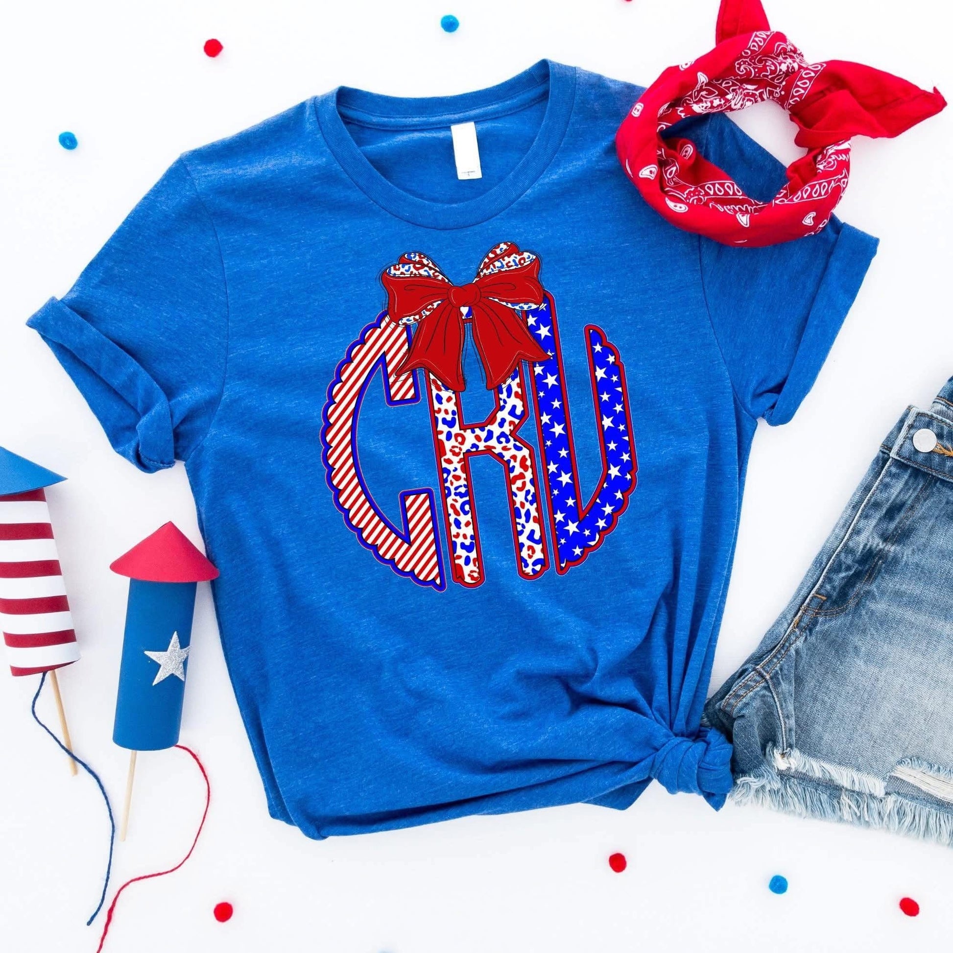 FestiviTees Women - Apparel - Shirts - T-Shirts 4th Of July Monogram Graphic Tee