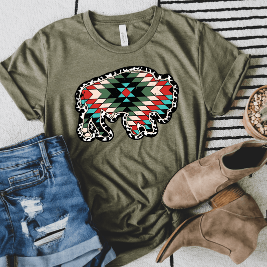 FestiviTees Women - Apparel - Shirts - T-Shirts Aztec Buffalo Graphic Tee