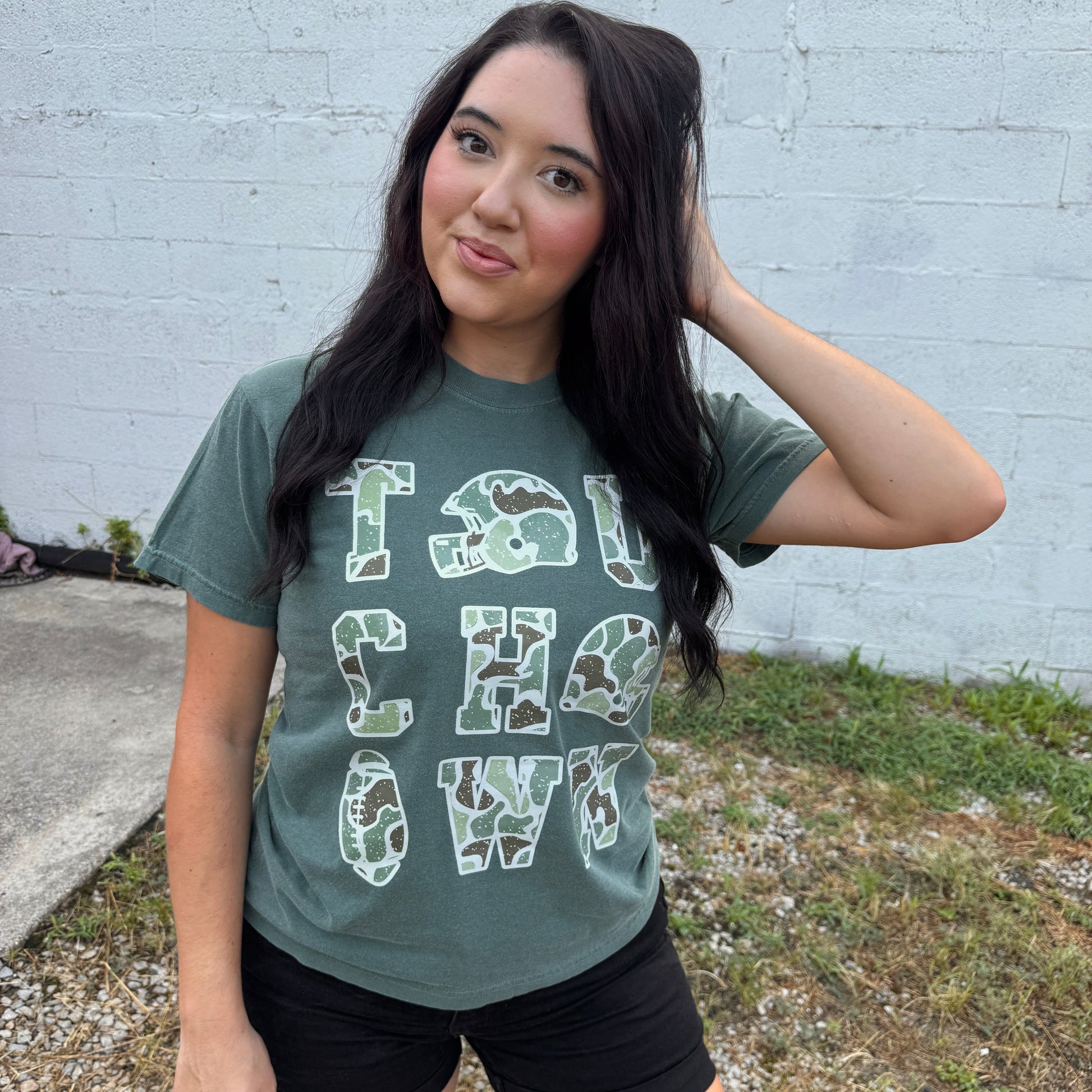 FestiviTees Women - Apparel - Shirts - T-Shirts Camo Touchdown Graphic Tee