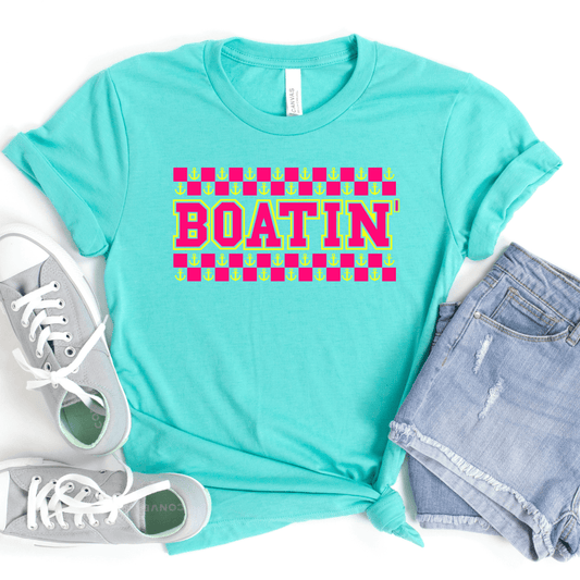 FestiviTees Women - Apparel - Shirts - T-Shirts Checkered Boatin' Graphic Tee