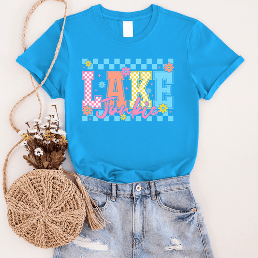 FestiviTees Women - Apparel - Shirts - T-Shirts Checkered Lake Junkie Graphic Tee