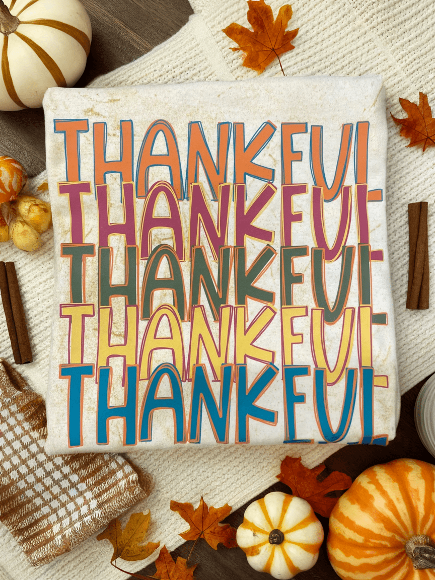 FestiviTees Women - Apparel - Shirts - T-Shirts Colorful Thankful Thankful  Graphic Tee