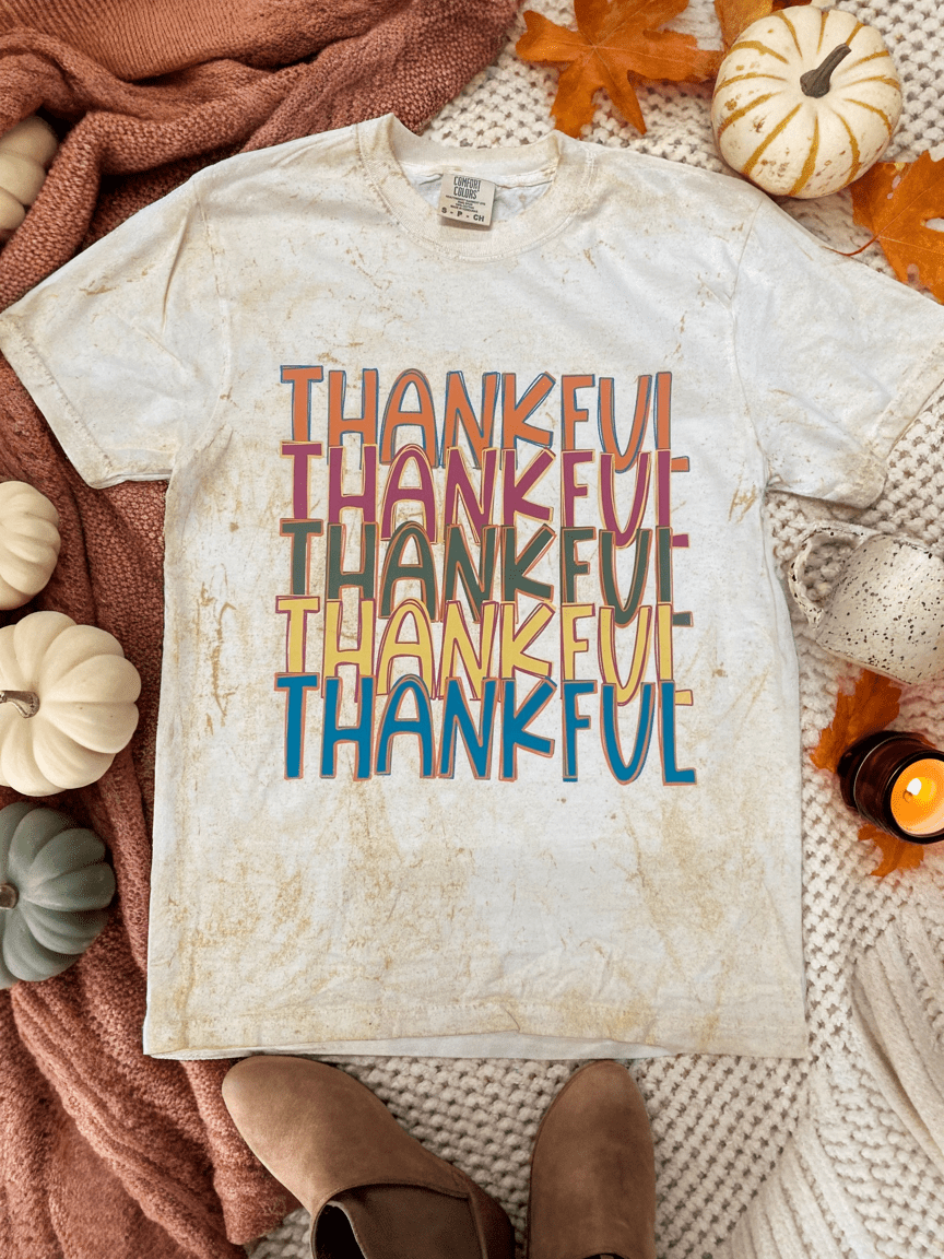 FestiviTees Women - Apparel - Shirts - T-Shirts Colorful Thankful Thankful  Graphic Tee