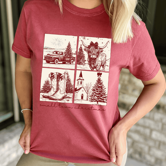 FestiviTees Women - Apparel - Shirts - T-Shirts Country Small Town Christmas Graphic Tee