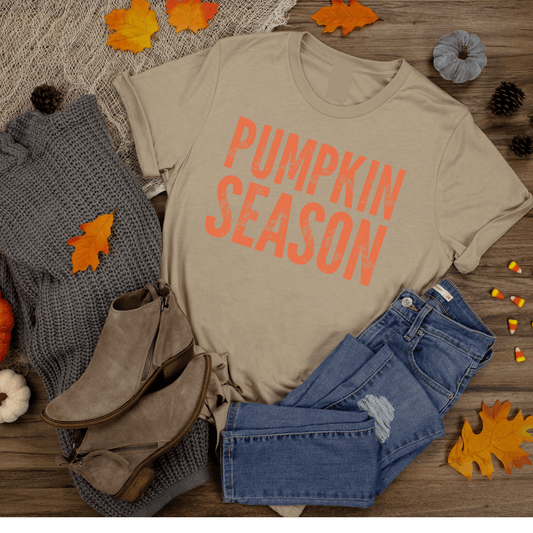 FestiviTees Women - Apparel - Shirts - T-Shirts Distressed Pumpkin Season Graphic Tee