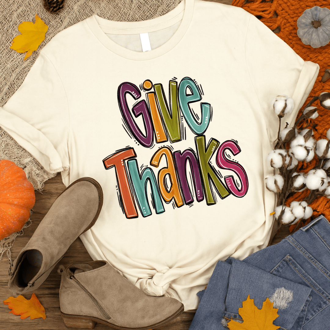 FestiviTees Women - Apparel - Shirts - T-Shirts Fall Colors Give Thanks Graphic Tee