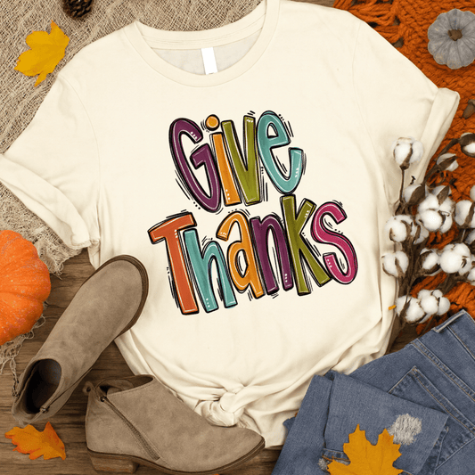 FestiviTees Women - Apparel - Shirts - T-Shirts Fall Colors Give Thanks Graphic Tee