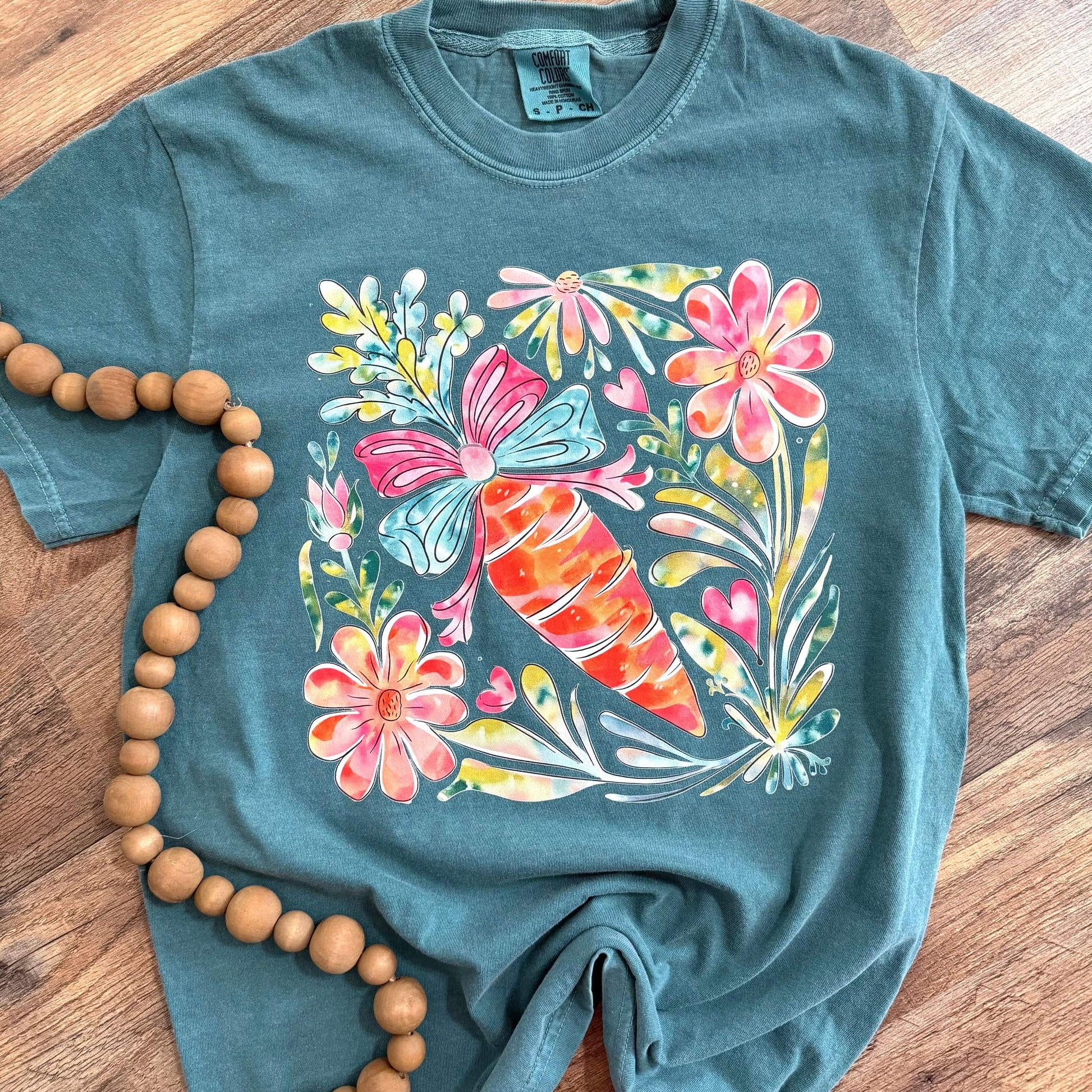 FestiviTees Women - Apparel - Shirts - T-Shirts Floral Carrot Bow Graphic Tee